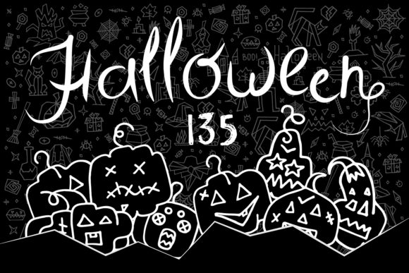135 Hand Drawn Halloween Doodle Elements