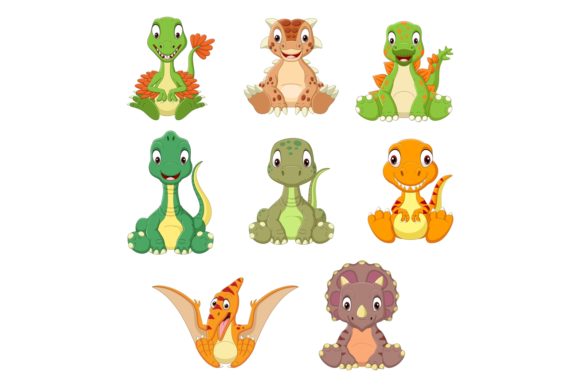 Cartoon Baby Dinosaurs Graphics for Playful Branding