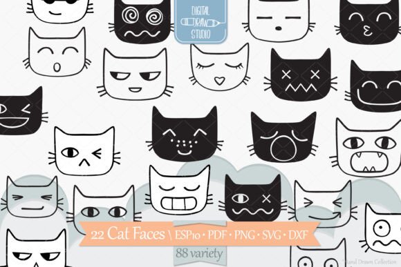 Fun Cat Faces Graphics for Creative Publishers