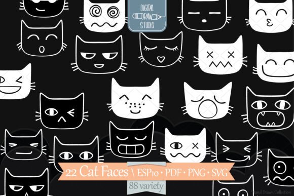 Fun Cat Faces Graphics for Digital Creators