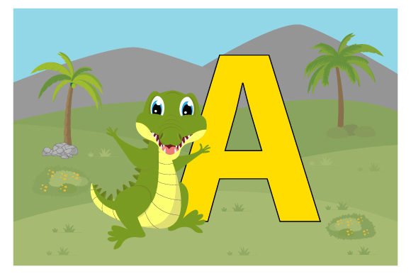 Funny Alligator with Uppercase a Graphics