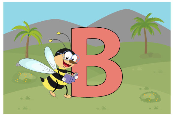 Funny Bee with the Letter B Graphics
