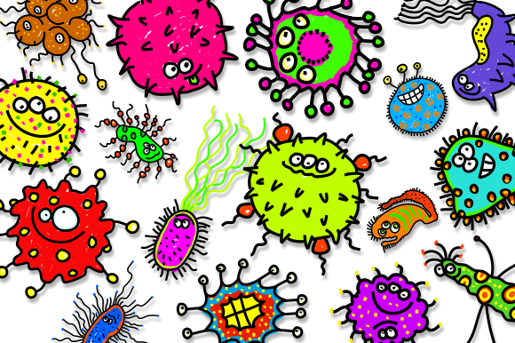 Funny Cartoon Doodle Germs
