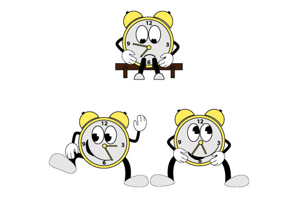 Funny Clock Character Graphics