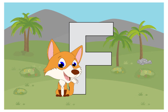 Funny Fox with the Letter F Graphics