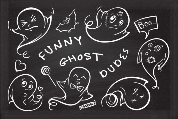 Funny Ghost Dudes Set Graphics for Halloween Creators