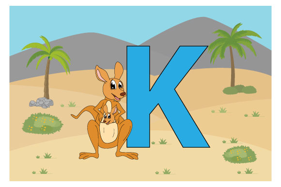 Funny Kangaroo with the Letter K Graphics