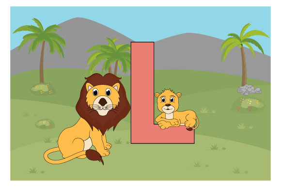 Funny Lion with the Letter L Graphics