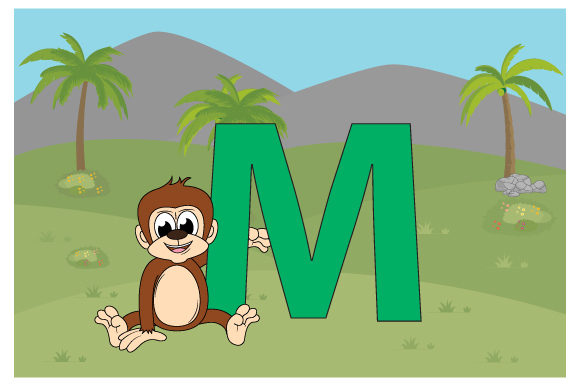 Funny Monkey with the Letter M Graphics
