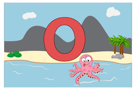 Funny Octopus with the Letter O Graphics