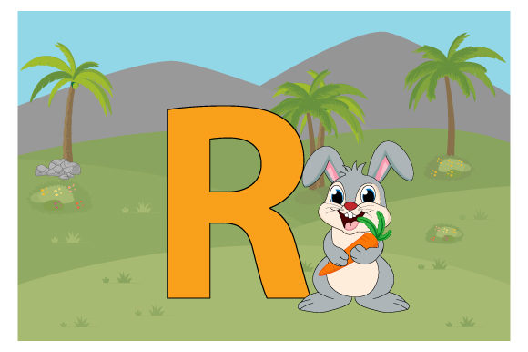 Funny Rabbit with the Letter R Graphics