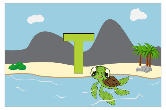 Funny Turtle with the Letter T Graphics