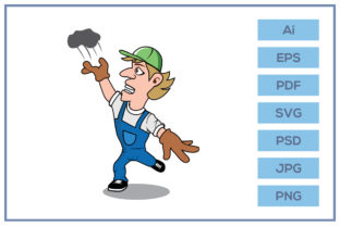 Funny Worker Tossing Trash Graphics for Content Publishers