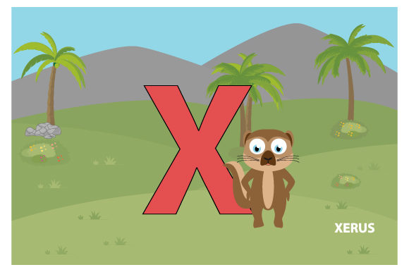 Funny Xerus with the Letter X Graphics