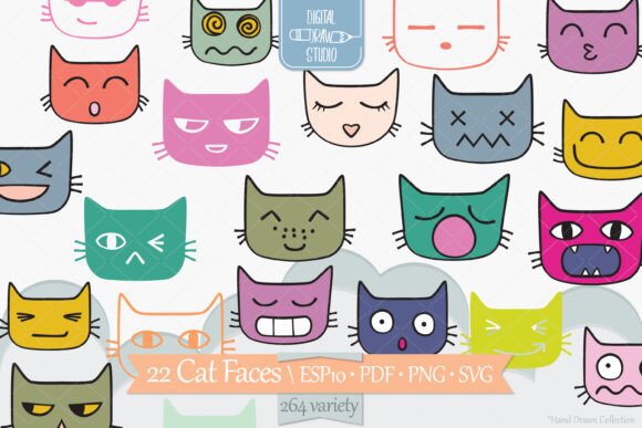 Kawaii Cat Graphics for Playful Branding